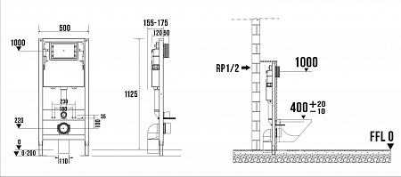 Сенсорная система инсталляции для подвесного унитаза 500х1125 (3 в 1) Terminus Пенза - фото 9