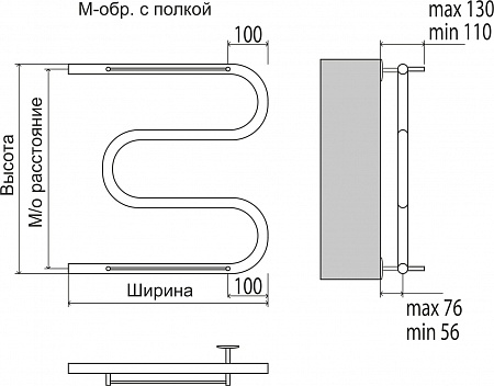 М-обр с/п AISI 32х2 500х400 Полотенцесушитель  TERMINUS Пенза - фото 3