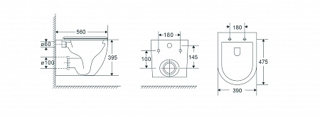 Подвесной унитаз безободковый Terminus Енисей Monolit 560х390 белый Пенза - фото 8