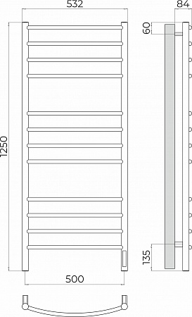 Классик П12 500х1250 Электро (quick touch) Полотенцесушитель TERMINUS Пенза - фото 3