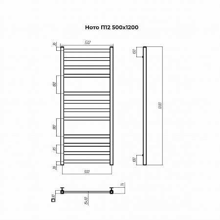 Ното П12 500х1200 Полотенцесушитель TERMINUS Пенза - фото 3