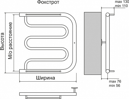 Фокстрот AISI 32х2 500х500 Полотенцесушитель  TERMINUS Пенза - фото 3