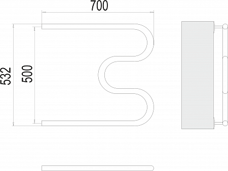 М-обр AISI 32х2 500х700 Полотенцесушитель  TERMINUS Пенза - фото 3