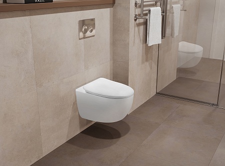 Подвесной унитаз безободковый Terminus Енисей Monolit 560х390 белый Пенза - фото 1