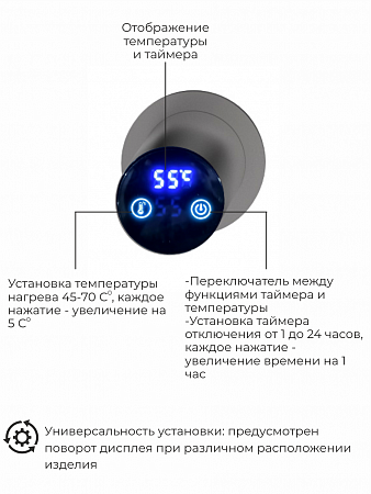 Рондо П2 350х760 электро Полотенцесушитель TERMINUS Оружейная сталь Пенза - фото 5