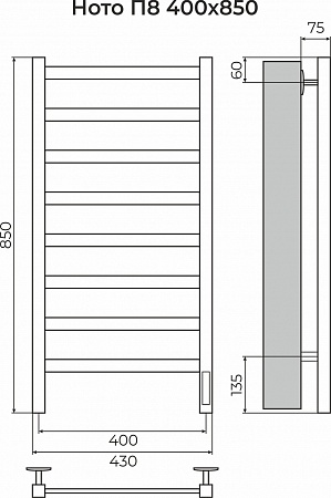 Ното П8 400х850 Электро (quick touch) Полотенцесушитель TERMINUS Пенза - фото 3