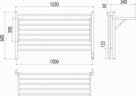 Горизонт П8 1000х600 электро КС ЧЕРНЫЙ МУАР (sensor quick touch) Полотенцесушитель TERMINUS Пенза - фото 5